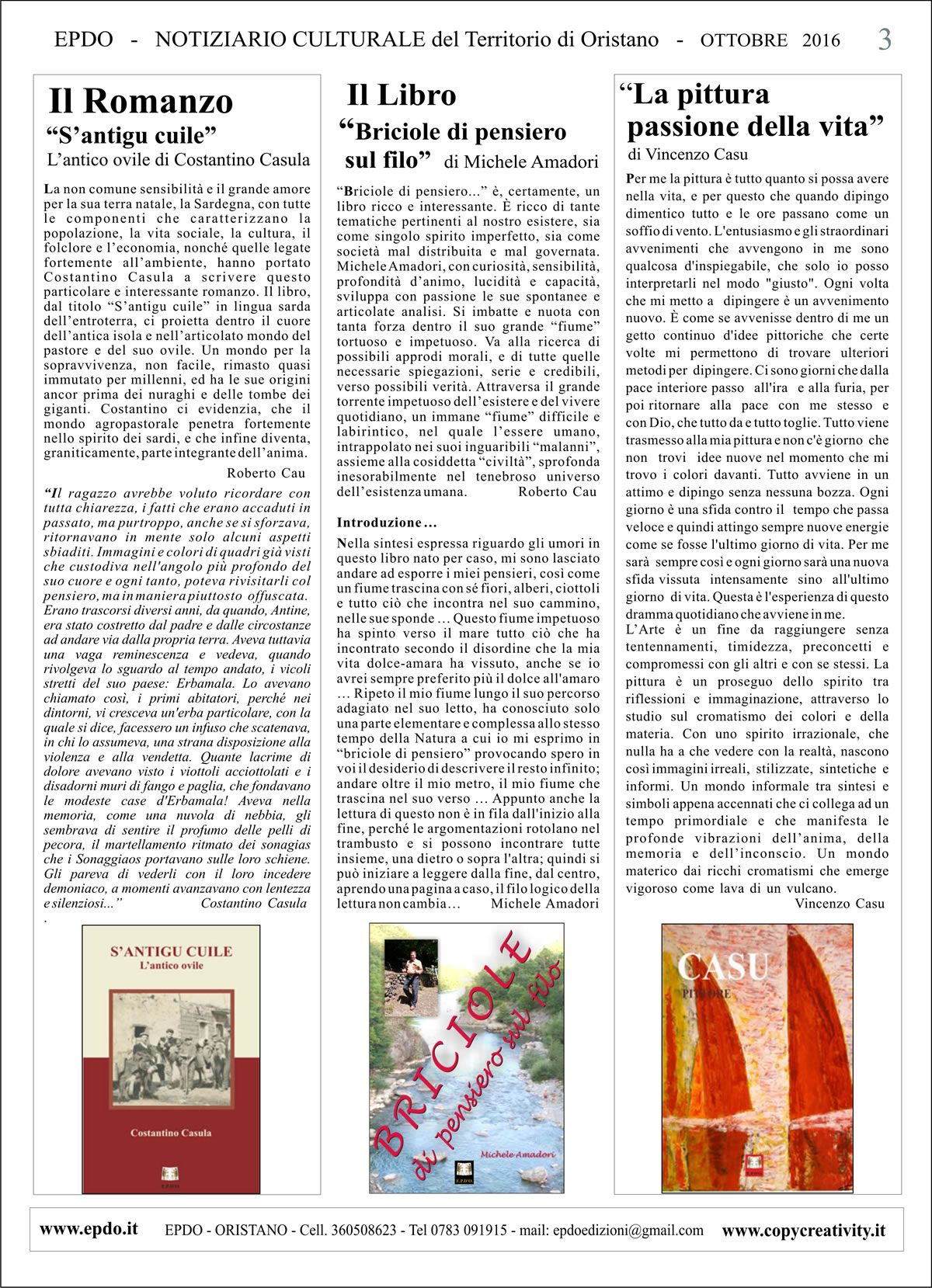Notiziario Culturale EPDO - Oristano